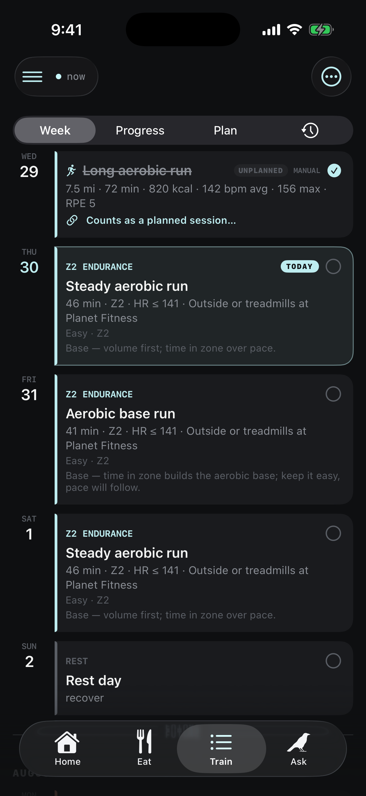 Ravns Train — the weekly plan